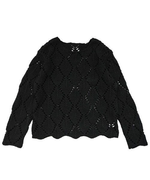select MOCA(セレクトモカ)の「透かし編みクルーネックニットトップス(ニット/セーター・レディース・チャコール/アイボリー/ブラック・FREE)」の8枚目の写真