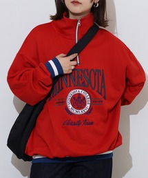 スウェット ハーフジップ」に該当するトップス（レッド/赤色系