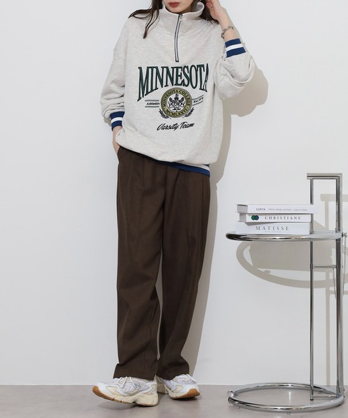 spiritoso(スピリトーゾ)の「spiritoso MINNESOTAハーフジップビッグスウェットトレーナー(スウェット・レディース・スミクロ/レッド/アッシュ・F)」の18枚目の写真