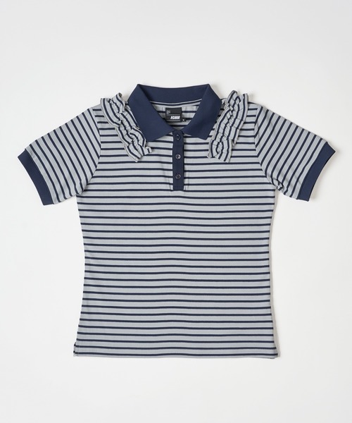 FCMM(エフシーエムエム)の「【日本限定】BORDER POLO SHIRT / ボーダーポロシャツ(ポロシャツ・レディース・ピンク/ライトグレー/ブラック/ネイビー・SMALL/MEDIUM)」の2枚目の写真