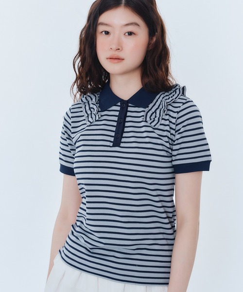 FCMM(エフシーエムエム)の「【日本限定】BORDER POLO SHIRT / ボーダーポロシャツ(ポロシャツ・レディース・ピンク/ライトグレー/ブラック/ネイビー・SMALL/MEDIUM)」の19枚目の写真