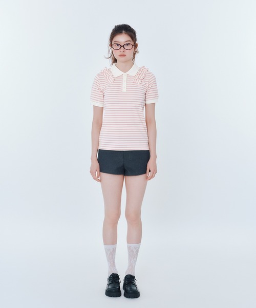 FCMM(エフシーエムエム)の「【日本限定】BORDER POLO SHIRT / ボーダーポロシャツ(ポロシャツ・レディース・ピンク/ライトグレー/ブラック/ネイビー・SMALL/MEDIUM)」の9枚目の写真