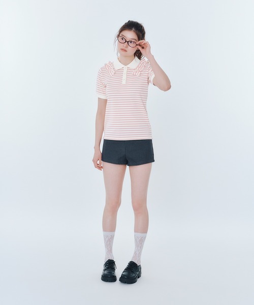 FCMM(エフシーエムエム)の「【日本限定】BORDER POLO SHIRT / ボーダーポロシャツ(ポロシャツ・レディース・ピンク/ライトグレー/ブラック/ネイビー・SMALL/MEDIUM)」の11枚目の写真