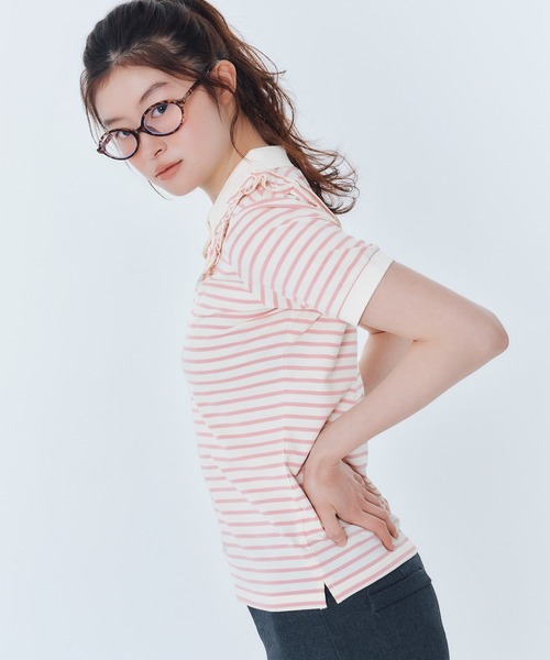FCMM(エフシーエムエム)の「【日本限定】BORDER POLO SHIRT / ボーダーポロシャツ(ポロシャツ・レディース・ピンク/ライトグレー/ブラック/ネイビー・SMALL/MEDIUM)」の14枚目の写真