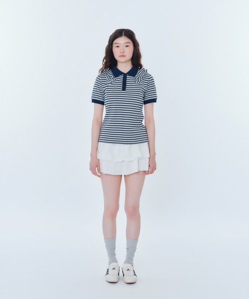 FCMM(エフシーエムエム)の「【日本限定】BORDER POLO SHIRT / ボーダーポロシャツ(ポロシャツ・レディース・ピンク/ライトグレー/ブラック/ネイビー・SMALL/MEDIUM)」の16枚目の写真