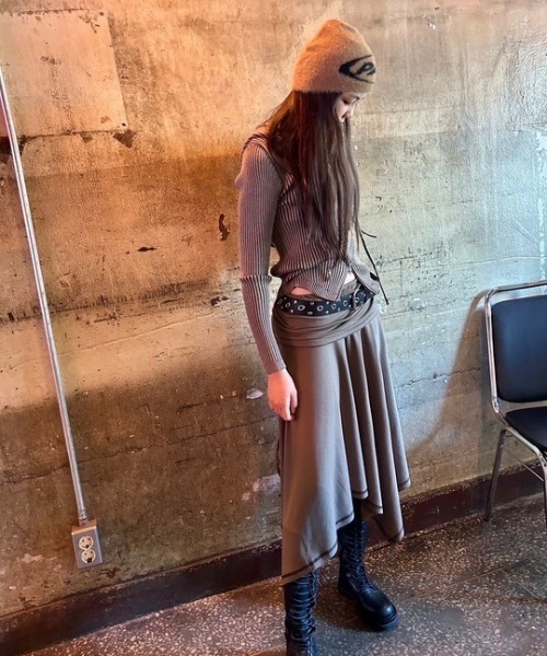 ipugo(イプゴ)の「ipugo/イプゴ 2WAYアシンメトリー スカート ワンピース(スカート・レディース・チャコール/ブラウン・FREE)」の22枚目の写真