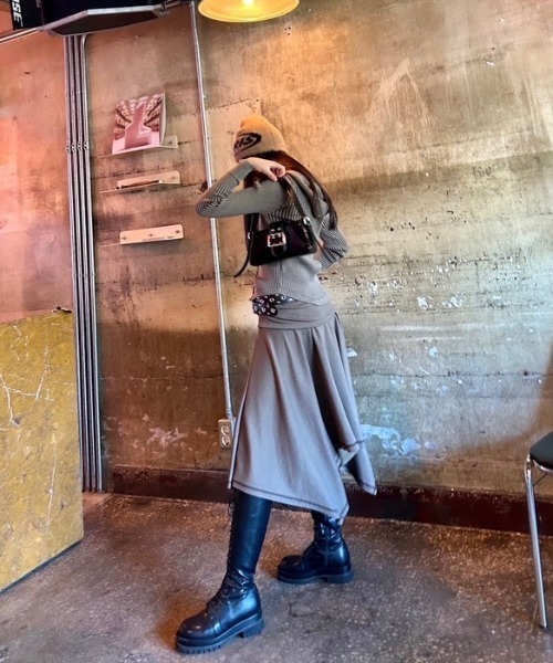 ipugo(イプゴ)の「ipugo/イプゴ 2WAYアシンメトリー スカート ワンピース(スカート・レディース・チャコール/ブラウン・FREE)」の11枚目の写真