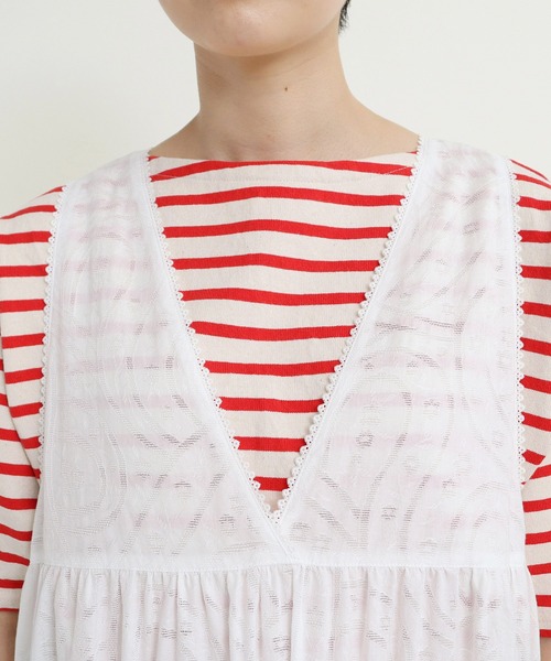 Dot＆Stripes CHILD WOMAN（ドットアンドストライプス　チャイルドウーマン）の「☆からみジャカード ノースリーブワンピース（ワンピース・レディース・ホワイト/レッド・FREE）」の15枚目の写真