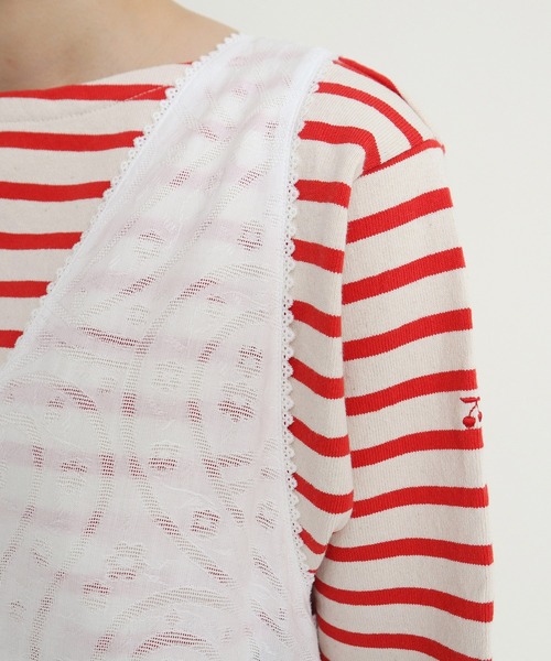 Dot＆Stripes CHILD WOMAN（ドットアンドストライプス　チャイルドウーマン）の「☆からみジャカード ノースリーブワンピース（ワンピース・レディース・ホワイト/レッド・FREE）」の17枚目の写真