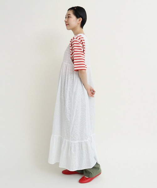 Dot＆Stripes CHILD WOMAN（ドットアンドストライプス　チャイルドウーマン）の「☆からみジャカード ノースリーブワンピース（ワンピース・レディース・ホワイト/レッド・FREE）」の4枚目の写真