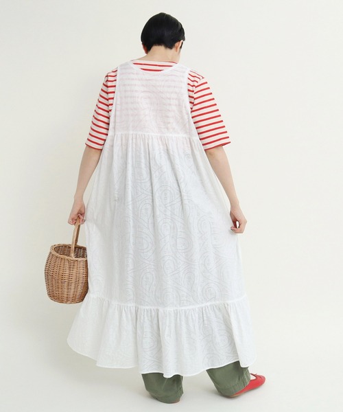 Dot＆Stripes CHILD WOMAN（ドットアンドストライプス　チャイルドウーマン）の「☆からみジャカード ノースリーブワンピース（ワンピース・レディース・ホワイト/レッド・FREE）」の5枚目の写真