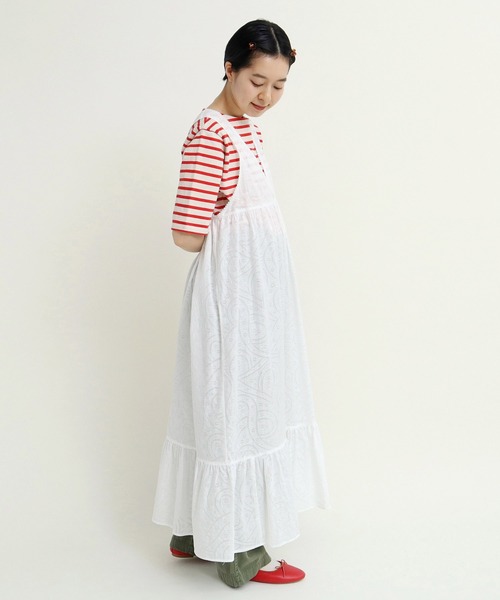 Dot＆Stripes CHILD WOMAN（ドットアンドストライプス　チャイルドウーマン）の「☆からみジャカード ノースリーブワンピース（ワンピース・レディース・ホワイト/レッド・FREE）」の6枚目の写真