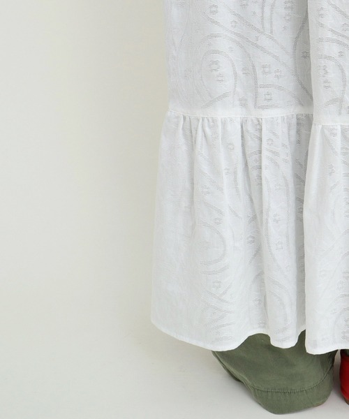 Dot＆Stripes CHILD WOMAN（ドットアンドストライプス　チャイルドウーマン）の「☆からみジャカード ノースリーブワンピース（ワンピース・レディース・ホワイト/レッド・FREE）」の7枚目の写真