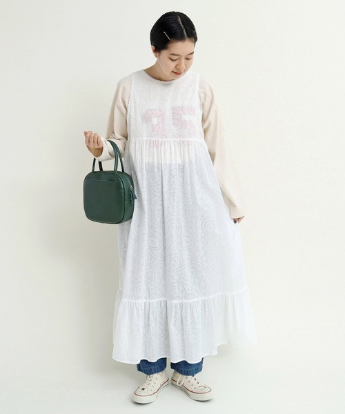 Dot＆Stripes CHILD WOMAN（ドットアンドストライプス　チャイルドウーマン）の「☆からみジャカード ノースリーブワンピース（ワンピース・レディース・ホワイト/レッド・FREE）」の11枚目の写真