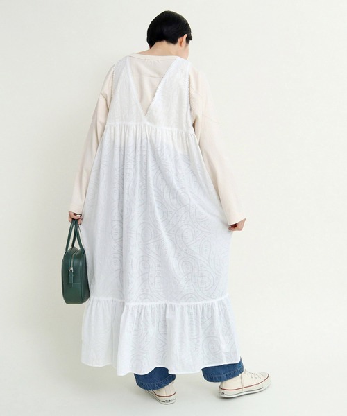 Dot＆Stripes CHILD WOMAN（ドットアンドストライプス　チャイルドウーマン）の「☆からみジャカード ノースリーブワンピース（ワンピース・レディース・ホワイト/レッド・FREE）」の9枚目の写真
