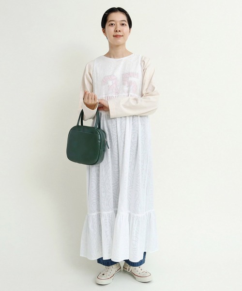 Dot＆Stripes CHILD WOMAN（ドットアンドストライプス　チャイルドウーマン）の「☆からみジャカード ノースリーブワンピース（ワンピース・レディース・ホワイト/レッド・FREE）」の8枚目の写真