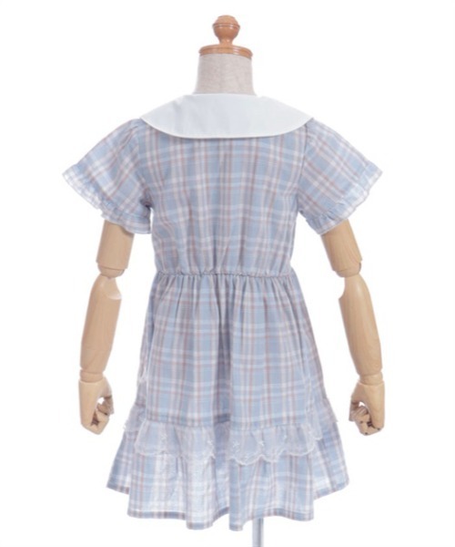 axes femme(アクシーズファム)の「うさぎ襟サマーチェックワンピース(ワンピース・キッズ・サックスブルー/ネイビー・MEDIUM/LARGE/X-LARGE)」の6枚目の写真