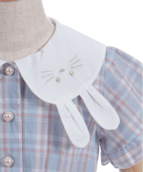 axes femme(アクシーズファム)の「うさぎ襟サマーチェックワンピース(ワンピース・キッズ・サックスブルー/ネイビー・MEDIUM/LARGE/X-LARGE)」の9枚目の写真