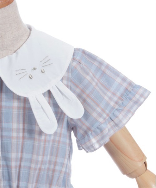 axes femme(アクシーズファム)の「うさぎ襟サマーチェックワンピース(ワンピース・キッズ・サックスブルー/ネイビー・MEDIUM/LARGE/X-LARGE)」の13枚目の写真