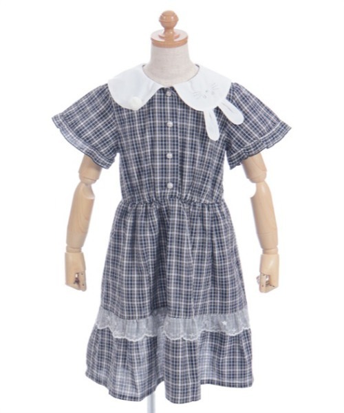 axes femme(アクシーズファム)の「うさぎ襟サマーチェックワンピース(ワンピース・キッズ・サックスブルー/ネイビー・MEDIUM/LARGE/X-LARGE)」の14枚目の写真