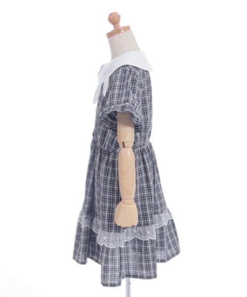 axes femme(アクシーズファム)の「うさぎ襟サマーチェックワンピース(ワンピース・キッズ・サックスブルー/ネイビー・MEDIUM/LARGE/X-LARGE)」の15枚目の写真