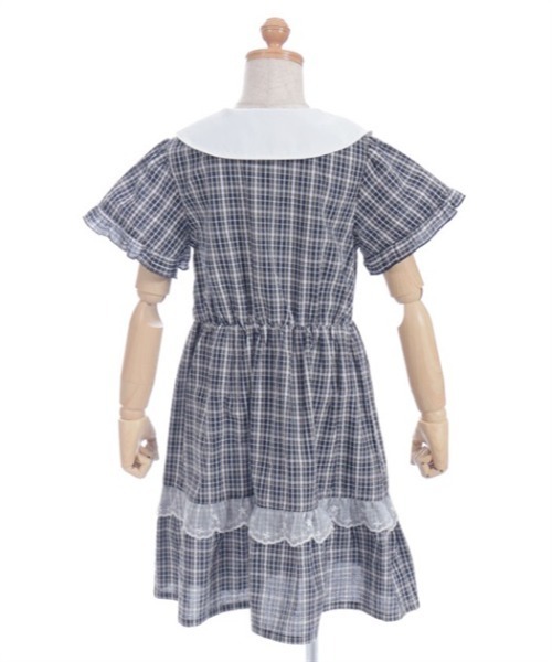 axes femme(アクシーズファム)の「うさぎ襟サマーチェックワンピース(ワンピース・キッズ・サックスブルー/ネイビー・MEDIUM/LARGE/X-LARGE)」の16枚目の写真