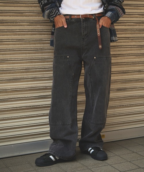 ヴィンテージ 加工 ダブルニー ペインターデニムパンツ（デニムパンツ