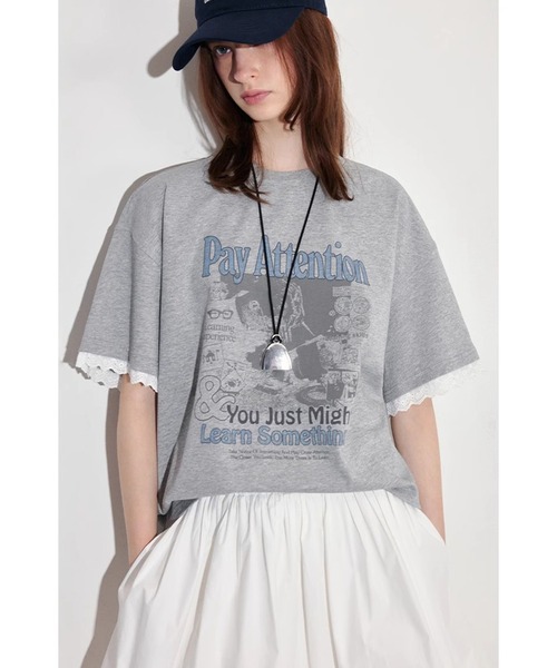 tシャツ グラフィックプリント レースカフ  Tシャツ FX25S366「Fano Studios」「2025SS」 レディース メンズ セール】グラフィックプリント レースカフ Tシャツ FX25S366