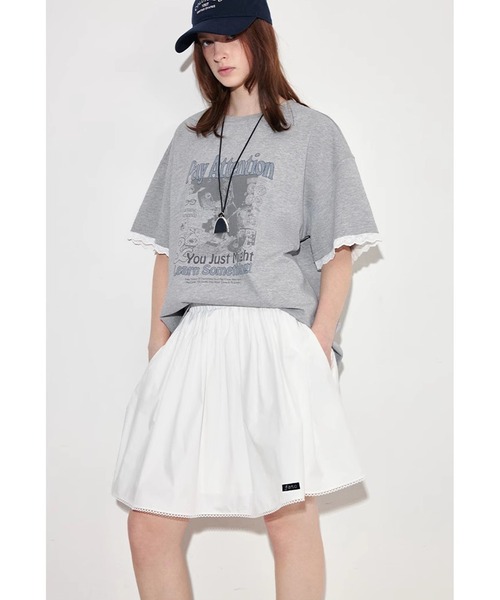 Fano Studios（ファノ ストゥディオズ）の「グラフィックプリント レースカフ  Tシャツ FX25S366【Fano Studios】（Tシャツ/カットソー・レディース・グレー・L/M/S）」の5枚目の写真