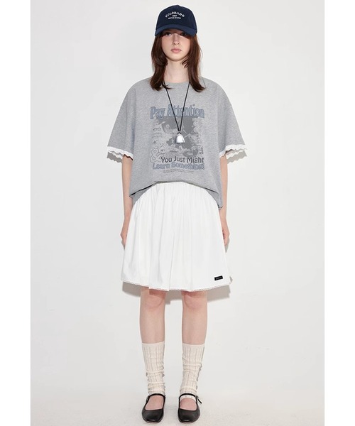 Fano Studios（ファノ ストゥディオズ）の「グラフィックプリント レースカフ  Tシャツ FX25S366【Fano Studios】（Tシャツ/カットソー・レディース・グレー・L/M/S）」の6枚目の写真