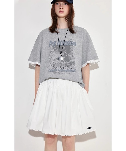 Fano Studios（ファノ ストゥディオズ）の「グラフィックプリント レースカフ  Tシャツ FX25S366【Fano Studios】（Tシャツ/カットソー・レディース・グレー・L/M/S）」の4枚目の写真