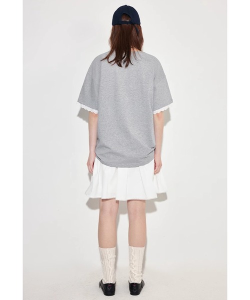 セール】グラフィックプリント レースカフ Tシャツ FX25S366