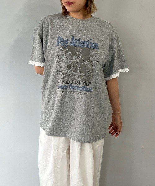 Fano Studios（ファノ ストゥディオズ）の「グラフィックプリント レースカフ  Tシャツ FX25S366【Fano Studios】（Tシャツ/カットソー・レディース・グレー・L/M/S）」の13枚目の写真
