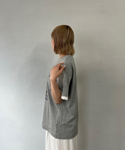 Fano Studios（ファノ ストゥディオズ）の「グラフィックプリント レースカフ  Tシャツ FX25S366【Fano Studios】（Tシャツ/カットソー・レディース・グレー・L/M/S）」の14枚目の写真
