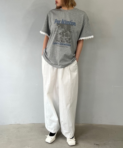 Fano Studios（ファノ ストゥディオズ）の「グラフィックプリント レースカフ  Tシャツ FX25S366【Fano Studios】（Tシャツ/カットソー・レディース・グレー・L/M/S）」の19枚目の写真
