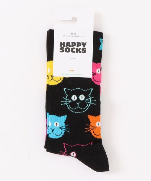 Happy Socks（ハッピーソックス）の「●Happy Socks● CAT Design sock（ソックス/靴下・レディース・ブラック/ブラック系その他/ホワイト・MEDIUM/SMALL）」の3枚目の写真