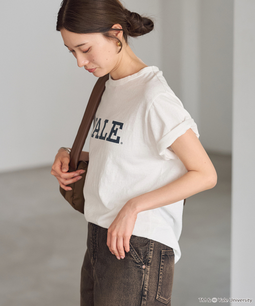 FRAMeWORK - FRAMeWORK 新品タグ付き★ C/キュプラ天竺ハーフスリーブT ホワイト YALEハーフスリーブT（Tシャツ/カットソー）｜FRAMeWORK