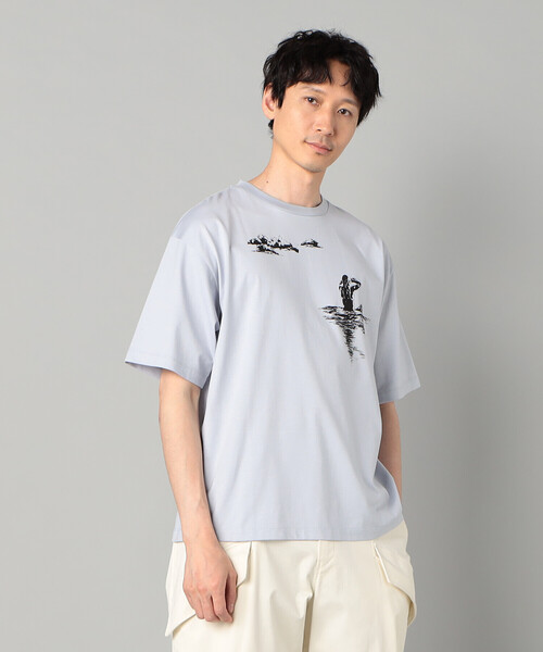 β MEN(ベータメン)の「サーフガールプリント Tシャツ(Tシャツ/カットソー・メンズ・ホワイト/サックスブルー/チャコールグレー・L/M)」の6枚目の写真
