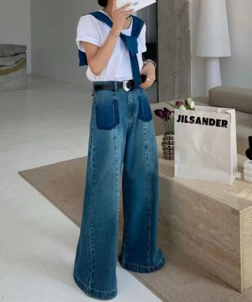 gossip!ロサンゼルス(ゴシップロサンゼルス)の「レトロデザイン フレアデニム(デニムパンツ・レディース・ダークベージュ/ブルー・S/L/M)」の16枚目の写真