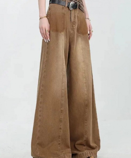 gossip!ロサンゼルス(ゴシップロサンゼルス)の「レトロデザイン フレアデニム(デニムパンツ・レディース・ダークベージュ/ブルー・S/L/M)」の5枚目の写真