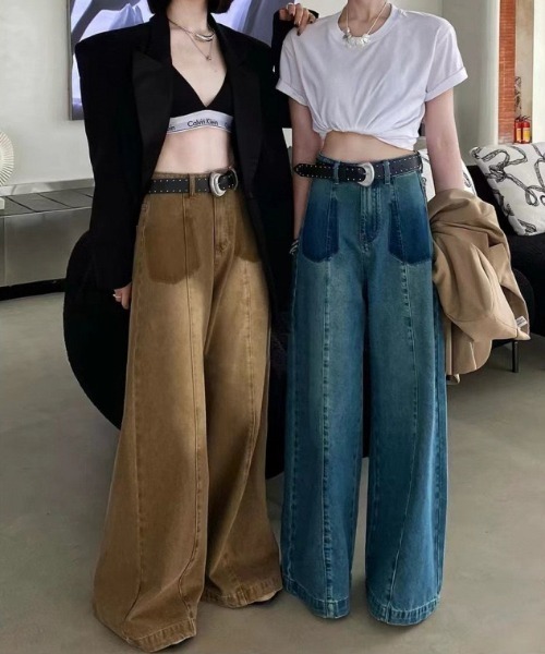 gossip!ロサンゼルス(ゴシップロサンゼルス)の「レトロデザイン フレアデニム(デニムパンツ・レディース・ダークベージュ/ブルー・S/L/M)」の10枚目の写真