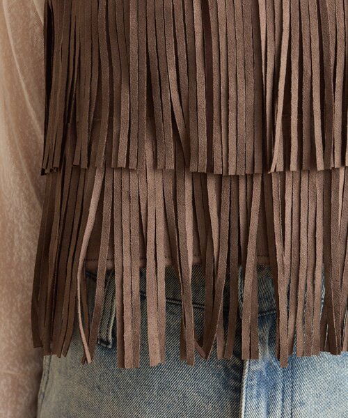 mystic（ミスティック）の「フェイクスウェードフリンジビスチェ（その他トップス・レディース・キャメル/チャコールグレー/ベージュ・FREE）」の20枚目の写真