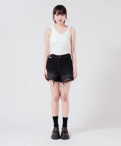 d.i.aダメージ加工ショートパンツ セール】Cotton Damaged Shorts / コットン ダメージ加工