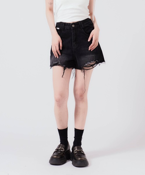 d.i.aダメージ加工ショートパンツ セール】Cotton Damaged Shorts / コットン ダメージ加工