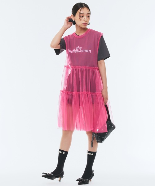 Narcissus（ナルシス）の「フリルレイヤードシアーワンピース（ワンピース・レディース・ブラック/ピンク・FREE）」の3枚目の写真