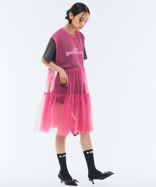 Narcissus（ナルシス）の「フリルレイヤードシアーワンピース（ワンピース・レディース・ブラック/ピンク・FREE）」の4枚目の写真