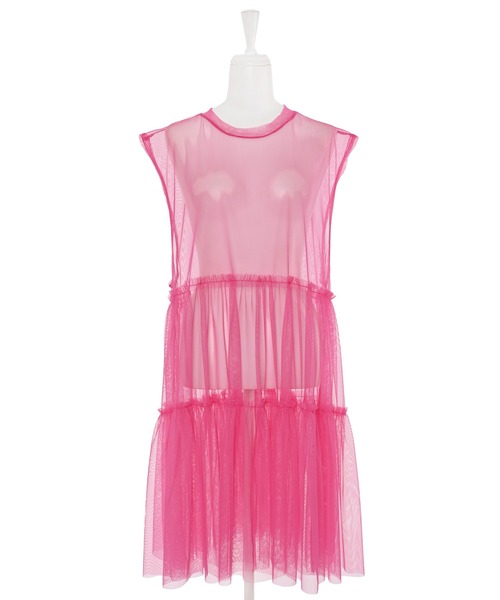 Narcissus（ナルシス）の「フリルレイヤードシアーワンピース（ワンピース・レディース・ブラック/ピンク・FREE）」の8枚目の写真