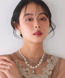 RUIRUE BOUTIQUE（ルイルエブティック）の「ドロップ パール ビジュー ネックレス ｜ レディース 結婚式 パーティードレス 冠婚葬祭 セレモニー フォーマル お呼ばれ 華やか オケージョン アクセサリー（ネックレス・レディース）」