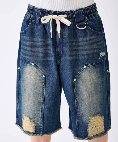 RE730（アールイーセブンサーティー）の「ダブルニーショートパンツ（デニムパンツ・メンズ・ネイビー/ブラック・X-LARGE/LARGE/MEDIUM）」の16枚目の写真