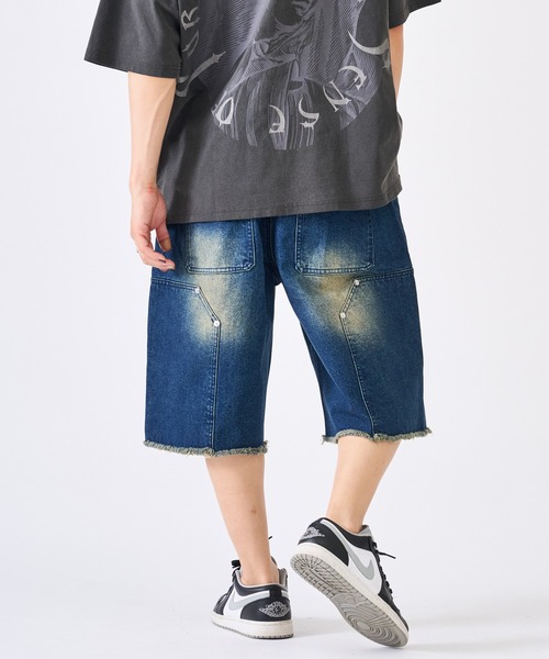 RE730（アールイーセブンサーティー）の「ダブルニーショートパンツ（デニムパンツ・メンズ・ネイビー/ブラック・X-LARGE/LARGE/MEDIUM）」の7枚目の写真